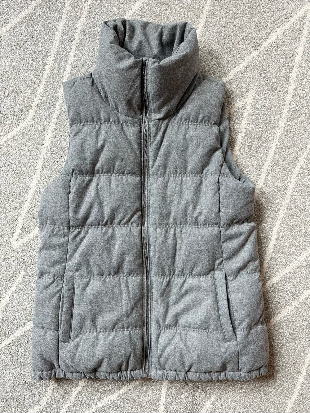 Old Navy Gray Fleece High Neck Puffer Vest
